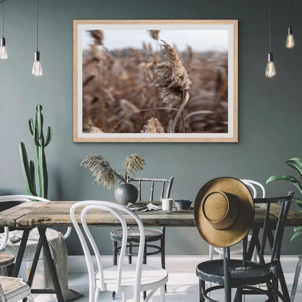 Poster in einem Rahmen aus heller Eiche - Zeit, mit dem Wind zu gehen - 50x40 cm