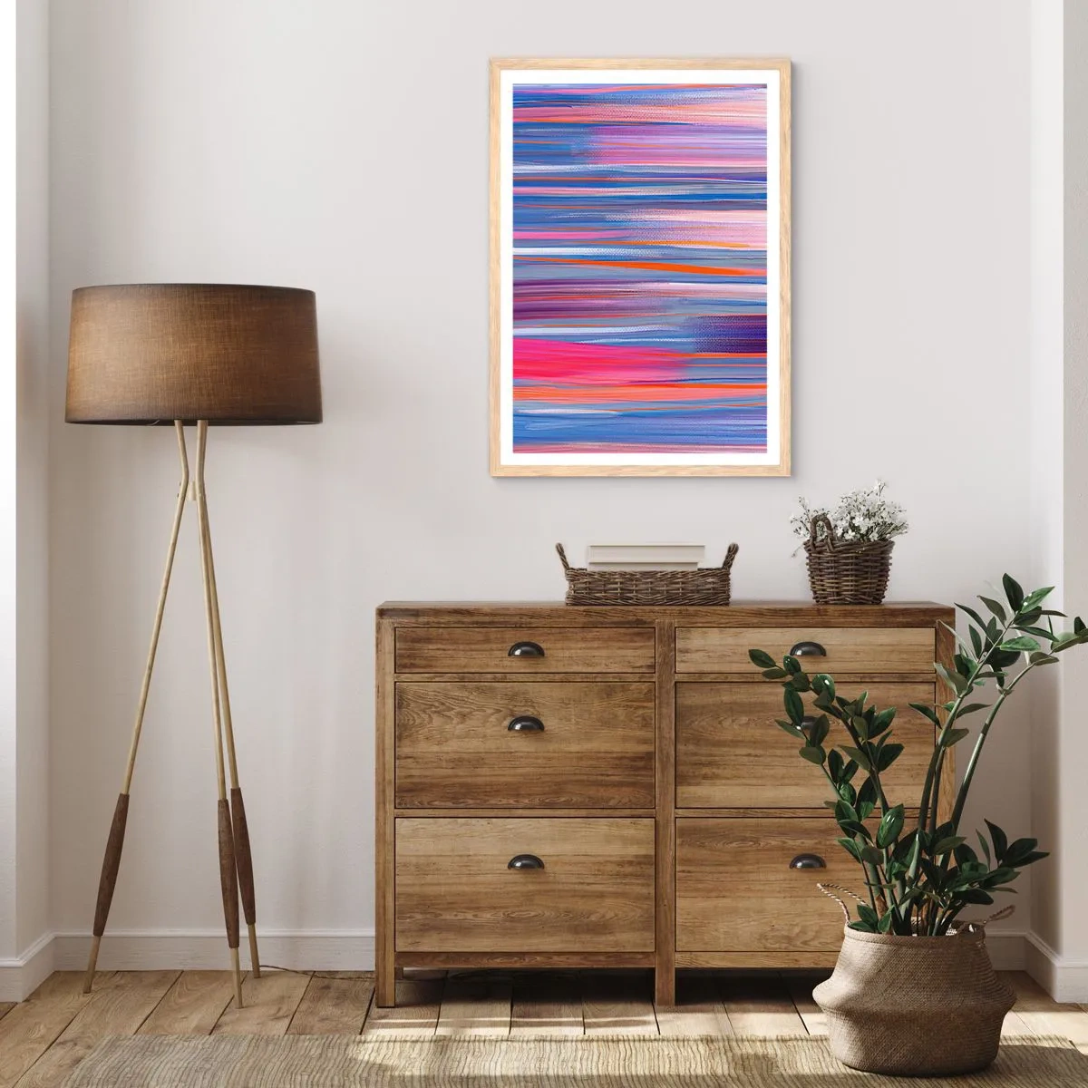 Poster in einem Rahmen aus heller Eiche - Aufstieg zum Regenbogen - 61x91 cm