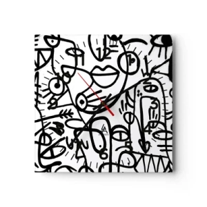 Wanduhr - Glasuhr - Gesichter und Luftspiegelungen - 40x40 cm