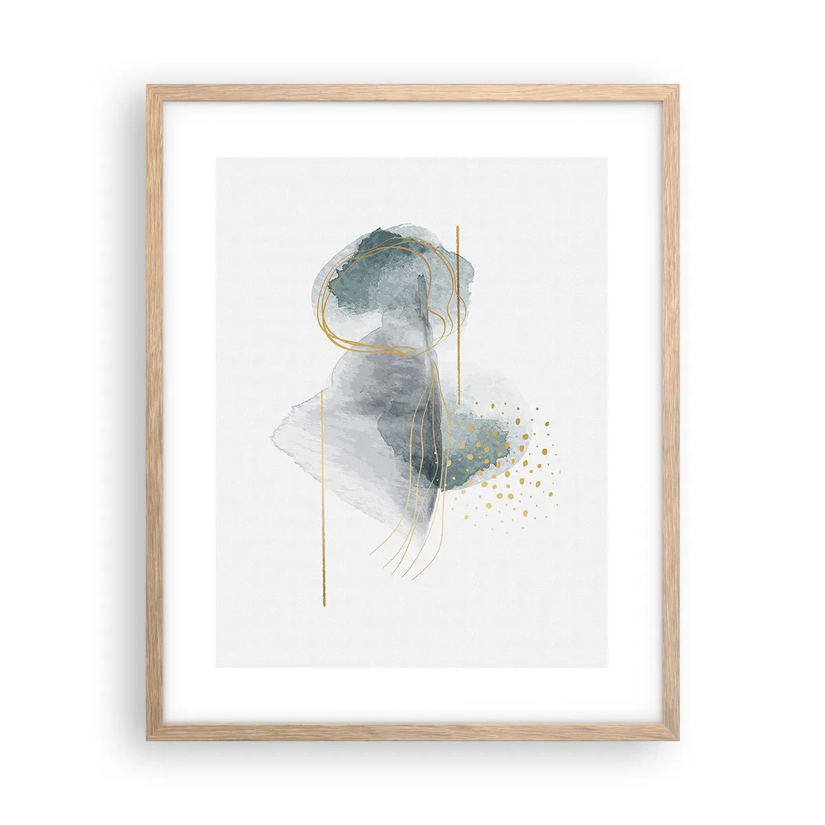 Poster in einem Rahmen aus heller Eiche - Über das Verhältnis von Grau und Gold - 40x50 cm