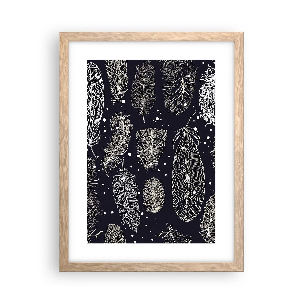 Poster in einem Rahmen aus heller Eiche - Gefiederte Spitze - 30x40 cm