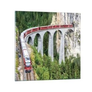 Glasbild - Bild auf glas - Eisenbahn für Bergblick - 40x40 cm