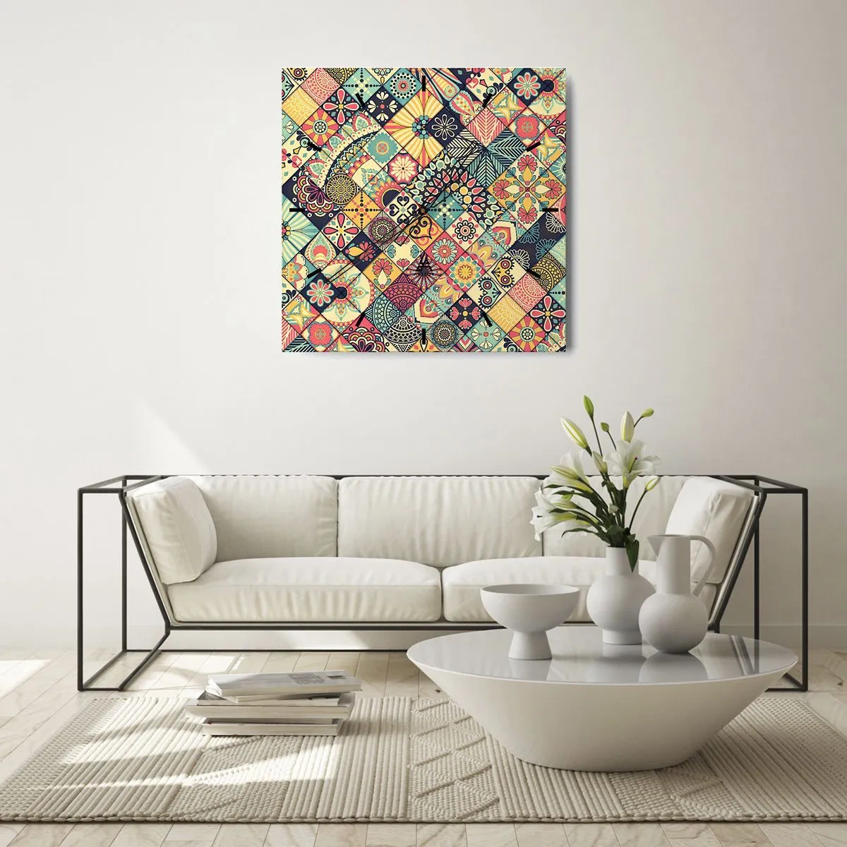 Wanduhr - Glasuhr - marokkanische Atmosphäre - 40x40 cm