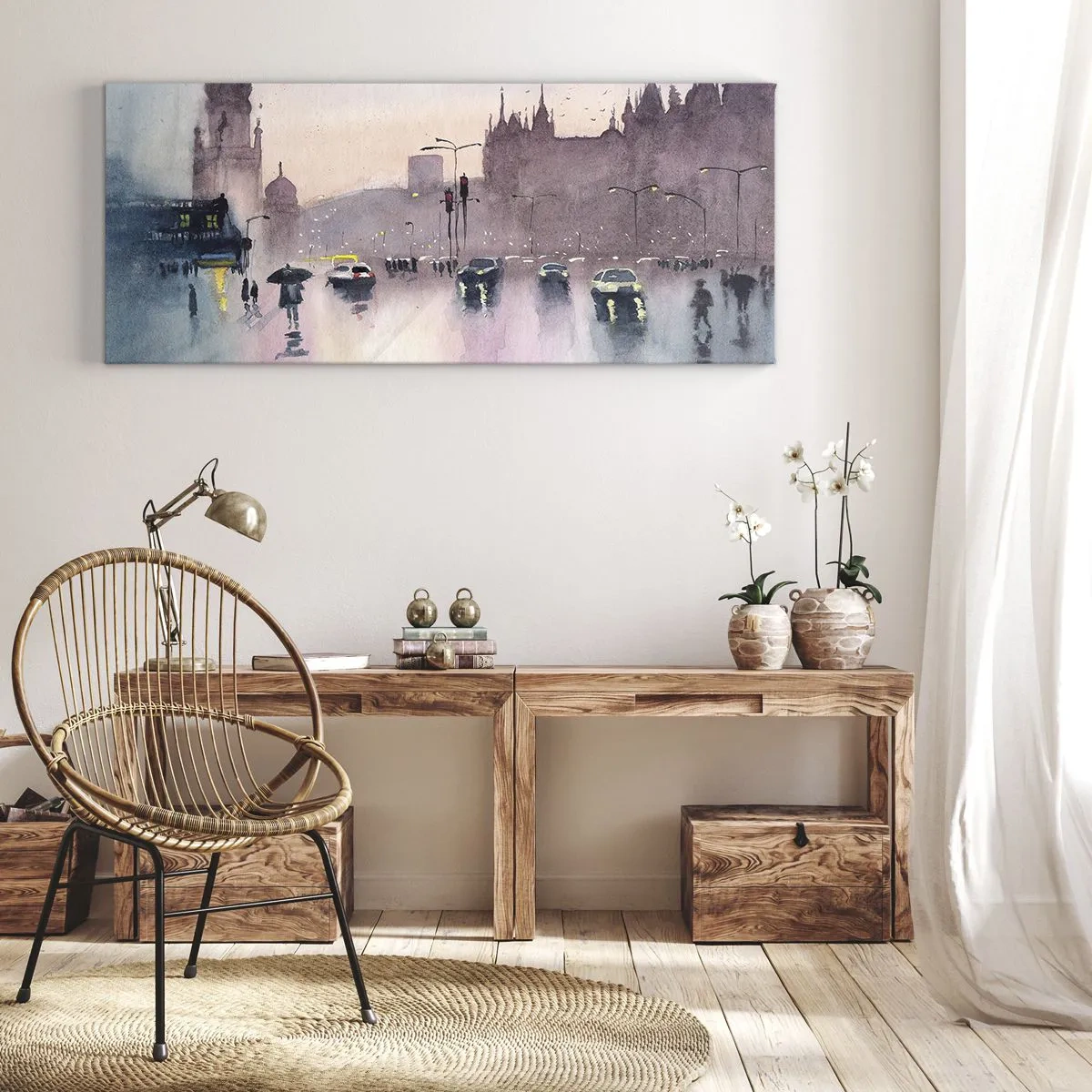 Bild auf Leinwand - Leinwandbild - Im regnerischen Dunst - 100x40 cm