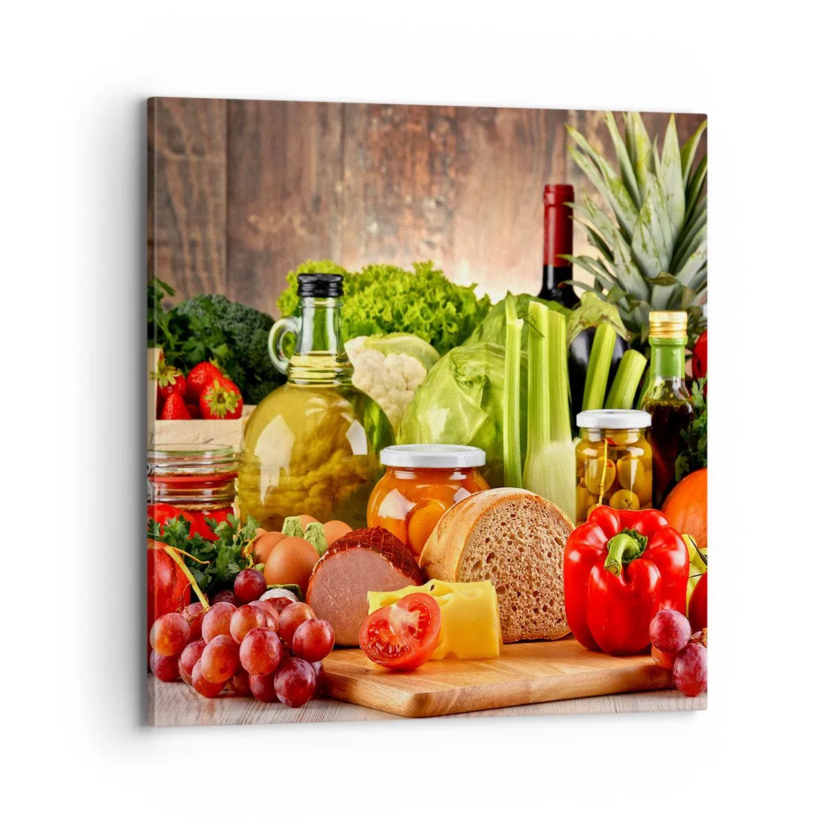 Bild auf Leinwand - Leinwandbild - Geräuchert, gebacken und eingelegt - 70x70 cm