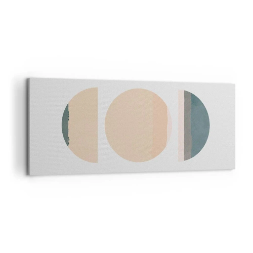 Bild auf Leinwand - Leinwandbild - Abstrakte geometrische Formen in Pastellfarben - 120x50cm - Ein Rad hinter dem anderen… - Moderne Wanddekoration für Wohnzimmer und Schlafzimmer ARTTOR
