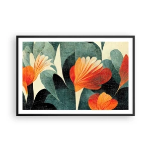 Poster in einem schwarzem Rahmen - Hitze der Tropen und Kühle des Grüns - 91x61 cm