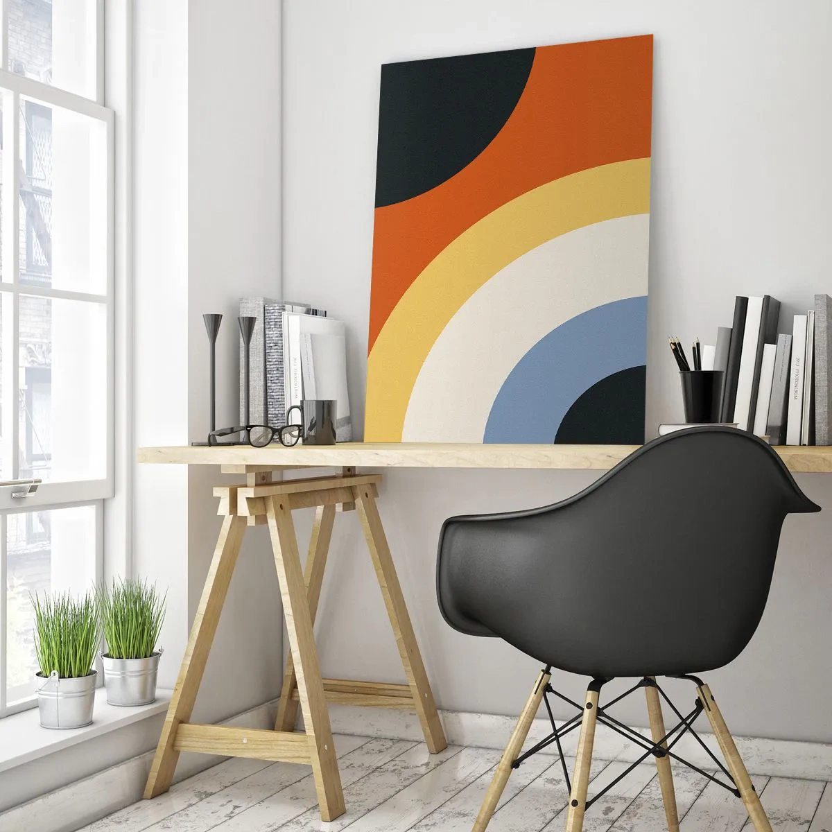 Glasbild - Bild auf glas - Abstrakte bunte Bögen auf einem Glashintergrund - 50x70cm - Zu mir selbst - Moderne Wanddekoration für Wohnzimmer und Schlafzimmer ARTTOR