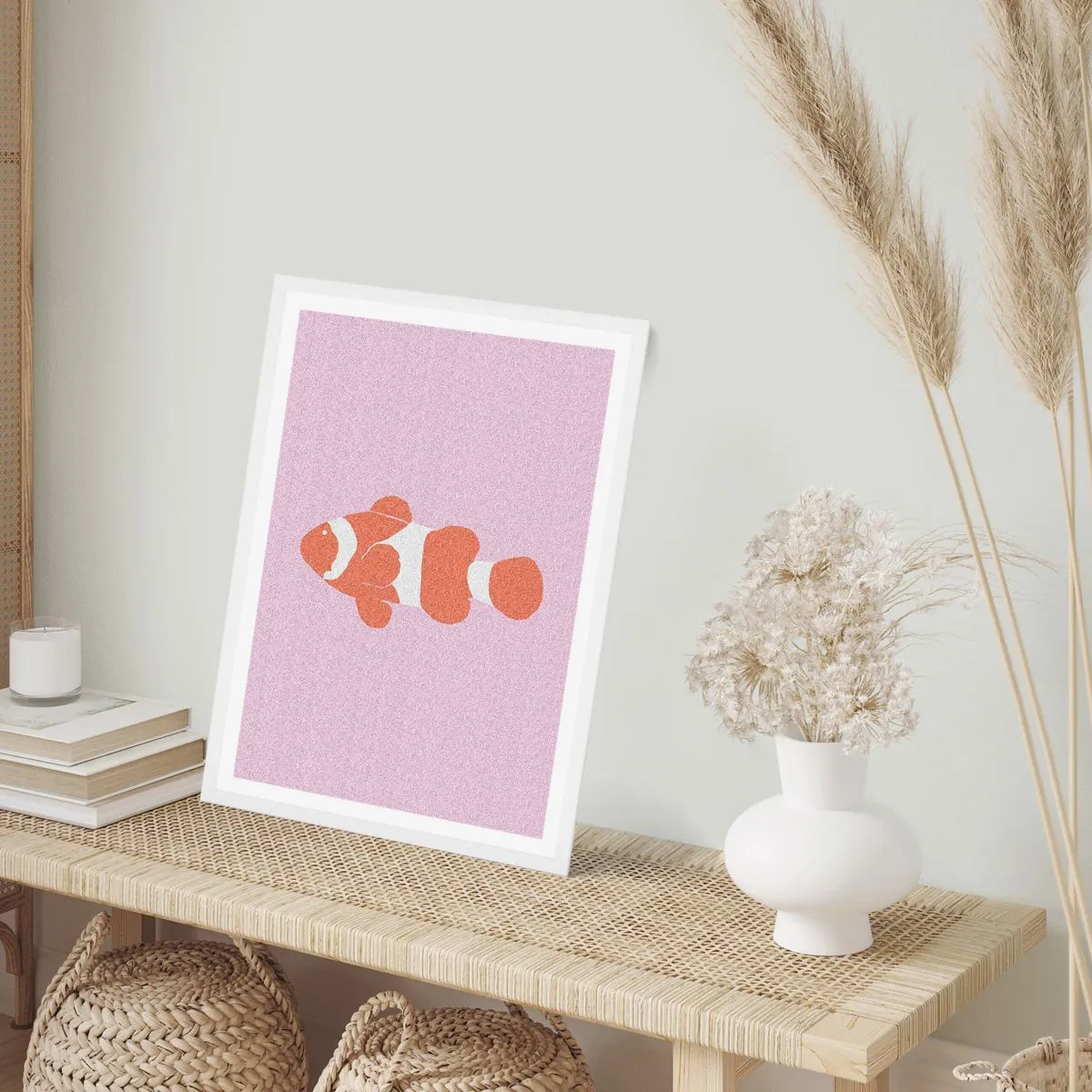 Poster in einem weißen Rahmen - In Koralle an Gesicht und Schwanz - 70x100 cm