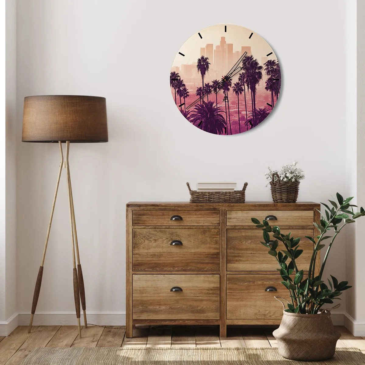 Wanduhr - Glasuhr - Kalifornische Landschaft - 30x30 cm