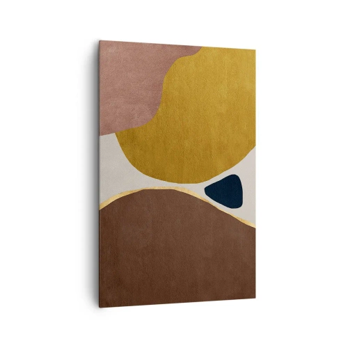 Bild auf Leinwand - Leinwandbild - Eine abstrakte Komposition mit geometrischen Formen in warmen Farben. - 80x120cm - Abstraktion – ein Ort im Raum - Moderne Wanddekoration für Wohnzimmer und Schlafzimmer ARTTOR