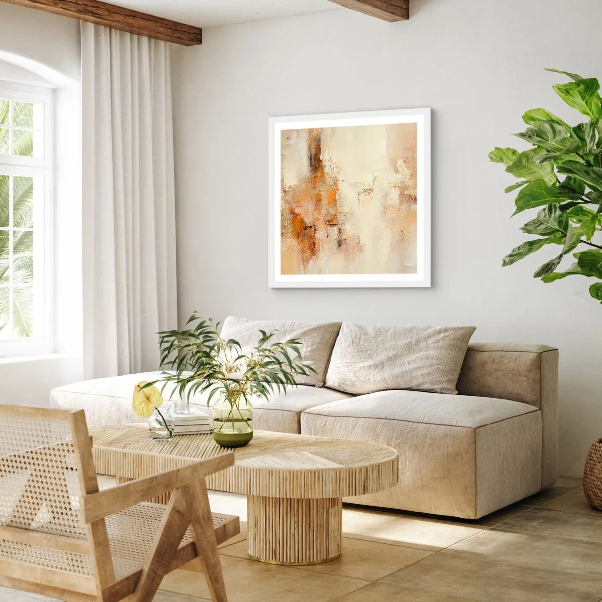 Poster in einem weißen Rahmen - Seele aus Bernstein - 40x40 cm