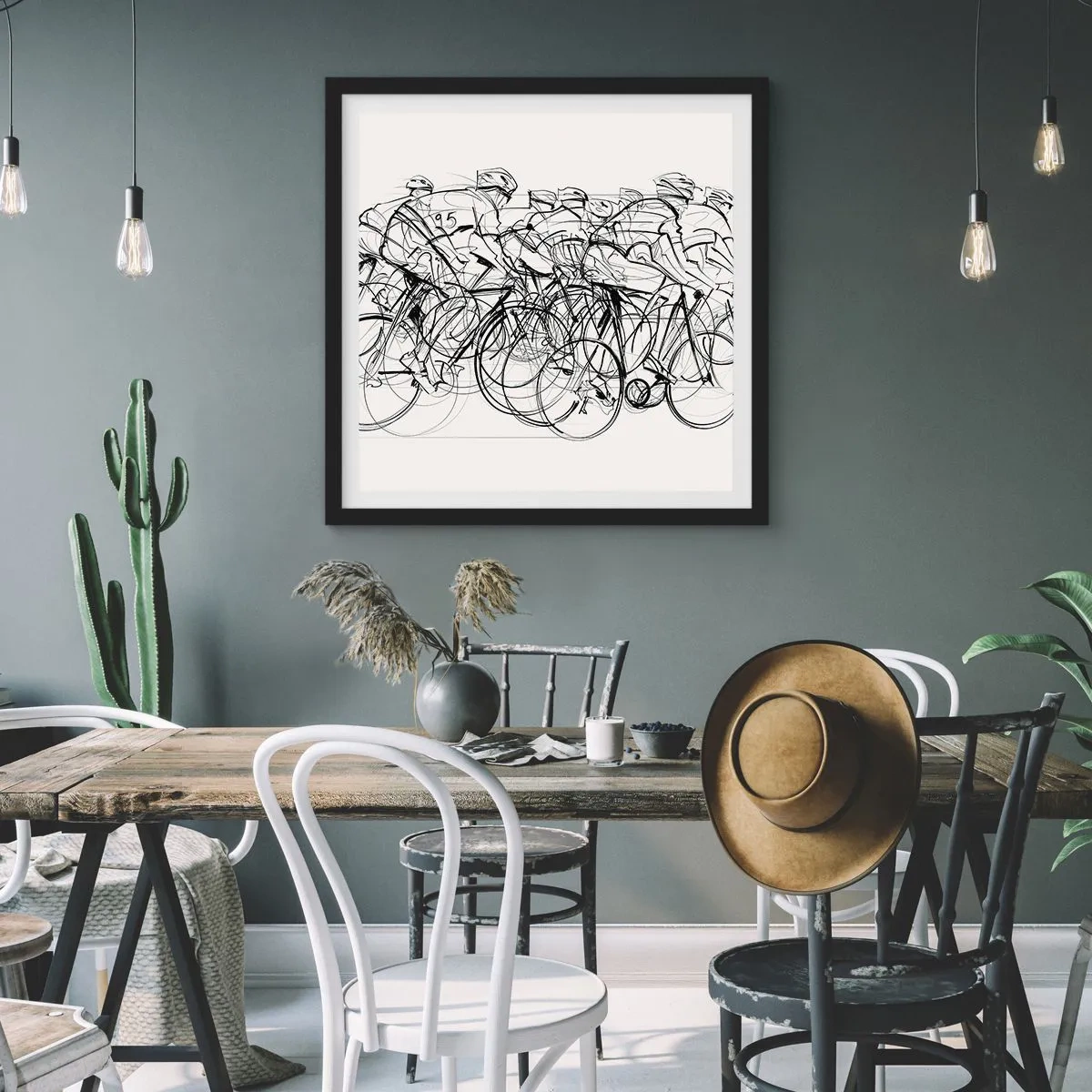 Poster in einem schwarzem Rahmen - Gemeinsam als Team - 60x60 cm