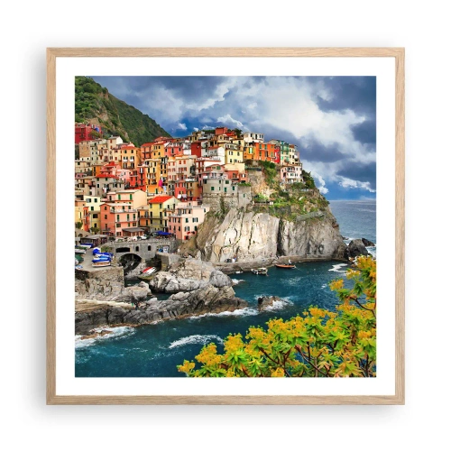 Poster in einem Rahmen aus heller Eiche - Eine Gruppe umarmt die Felsen - 60x60 cm