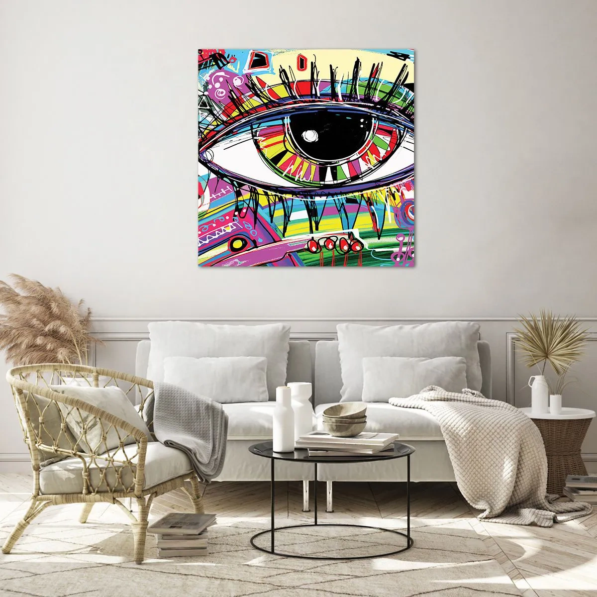 Glasbild - Bild auf glas - Buntes Auge - bunte Seele - 40x40 cm