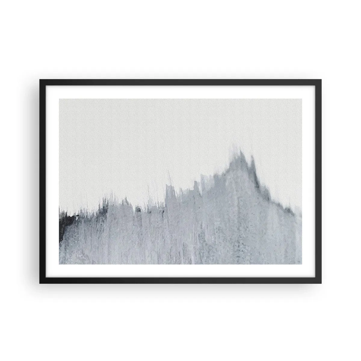 Poster in einem schwarzem Rahmen - Abstrakte graue Komposition im minimalistischen Stil - 70x50cm - Mysteriöse Aufzeichnung - Moderne Wanddekoration für Wohnzimmer und Schlafzimmer ARTTOR