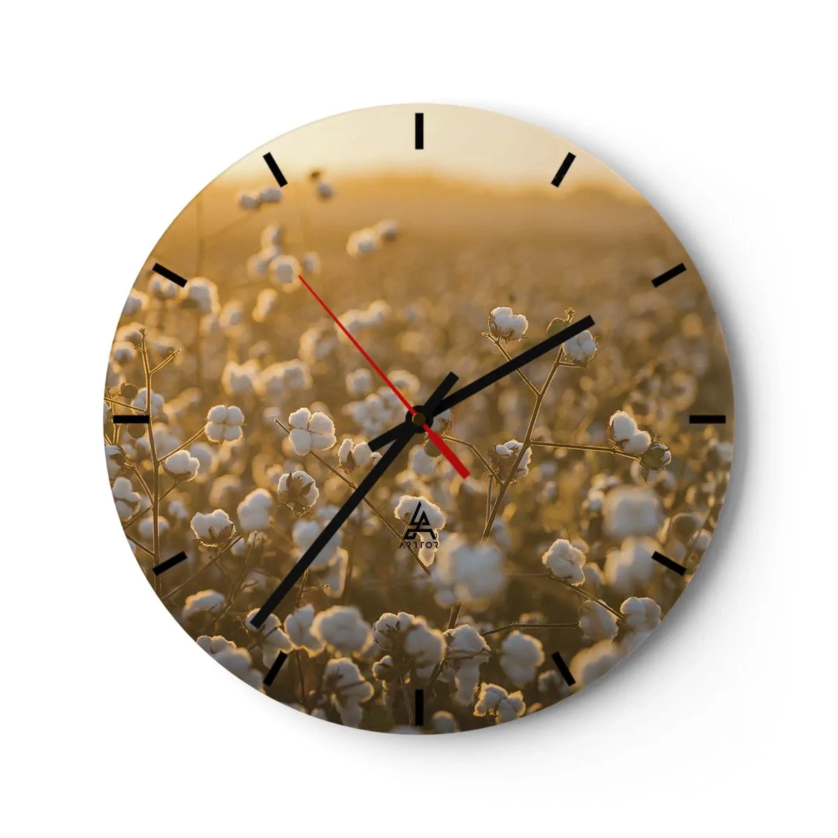 Wanduhr - Glasuhr - Fluffiges Feld - 40x40 cm