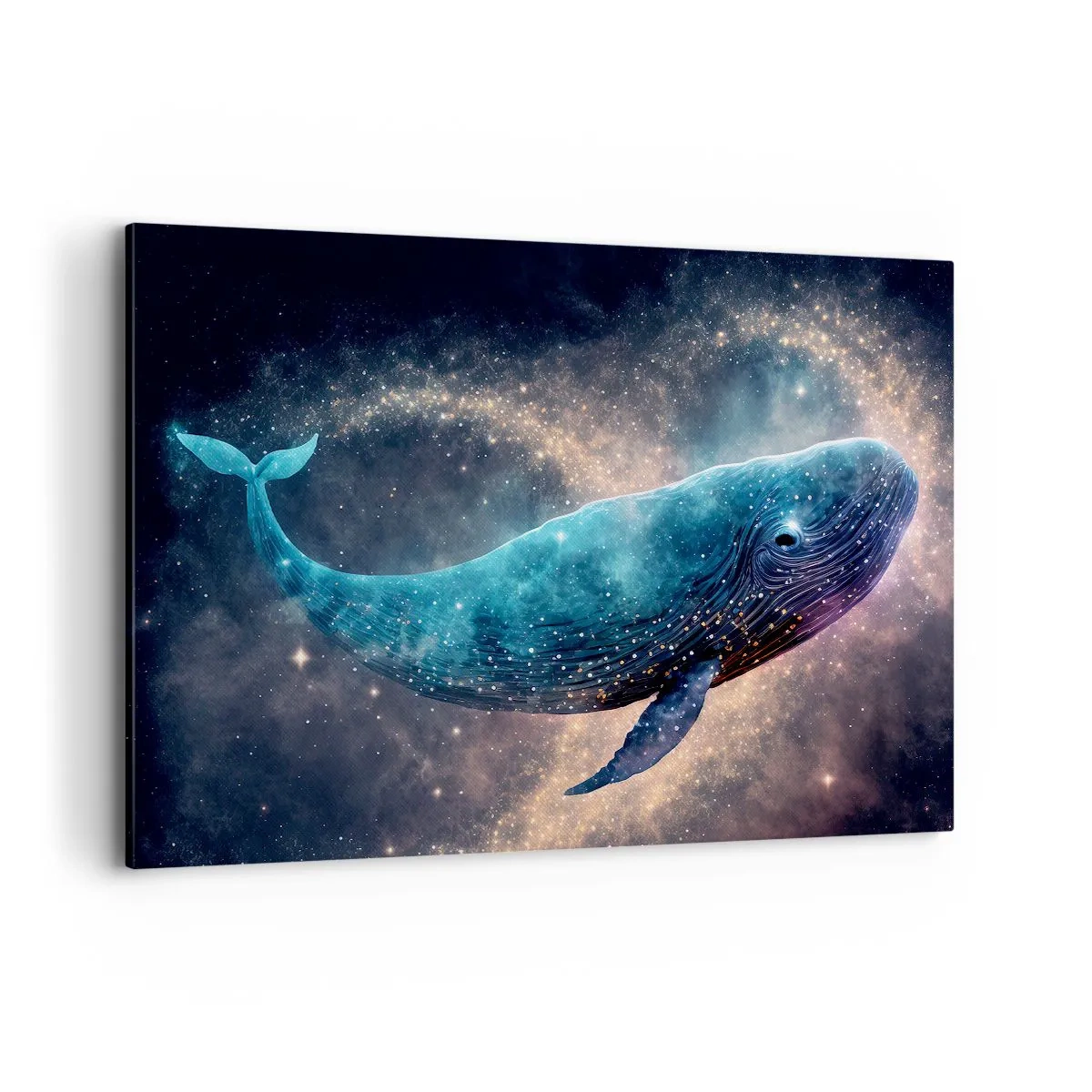 Bild auf Leinwand - Leinwandbild - Ein Weltraumwal mit einer Galaxie im Hintergrund - 100x70cm - Es gibt so eine Welt… - Moderne Wanddekoration für Wohnzimmer und Schlafzimmer ARTTOR