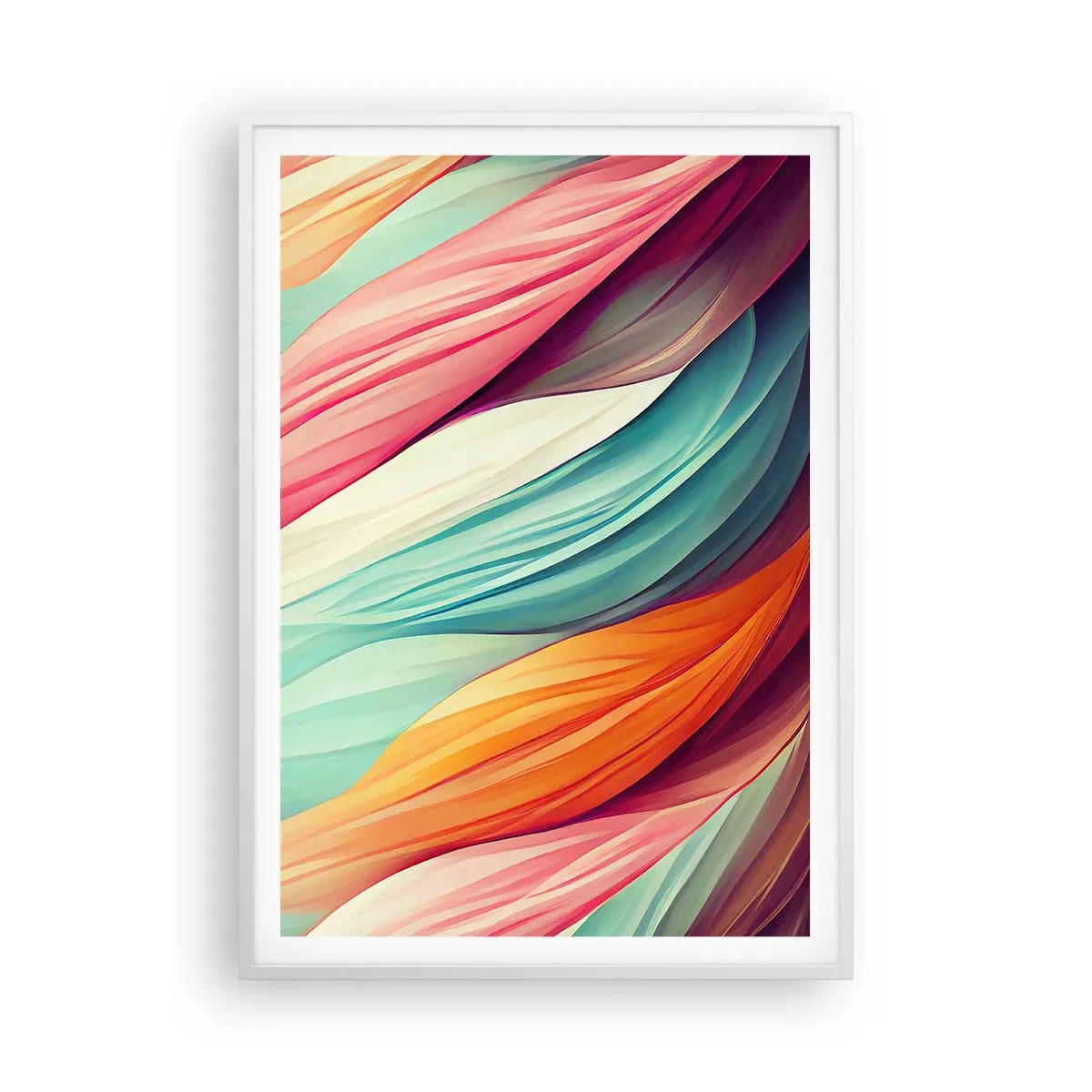 Poster in einem weißen Rahmen - Regenbogengewebe - 70x100 cm