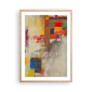 Poster in einem Rahmen aus heller Eiche - Geometrie der Farben - 50x70 cm