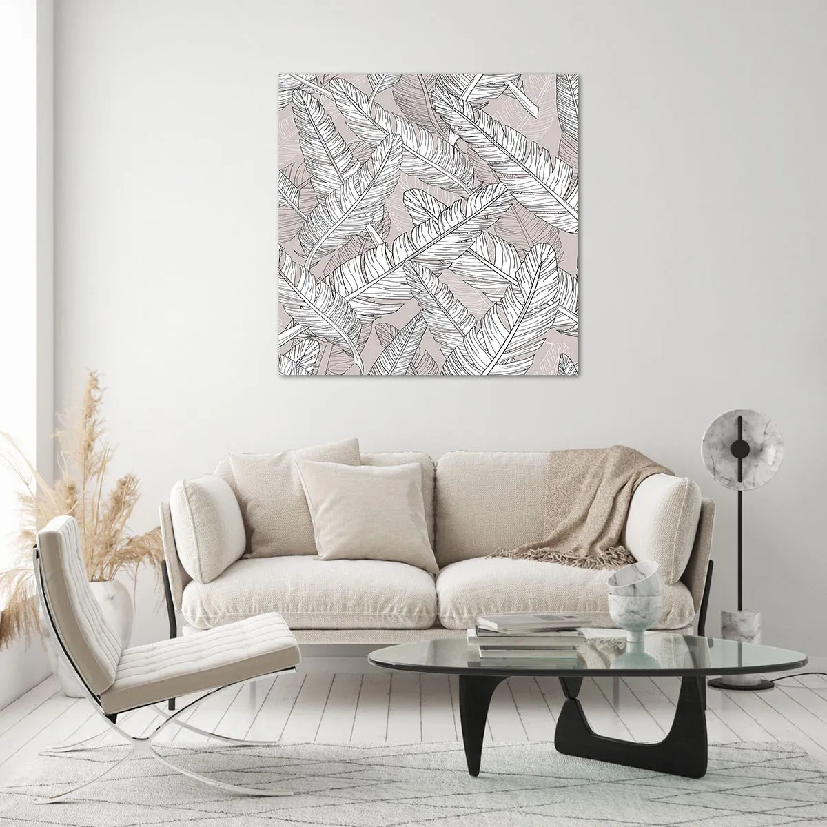 Glasbild - Bild auf glas - Ein Federwirbel - 60x60 cm