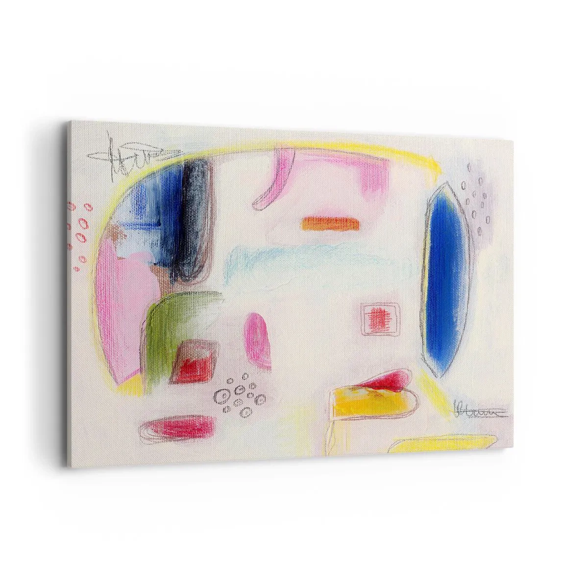 Bild auf Leinwand - Leinwandbild - Bunte abstrakte Formen auf hellem Hintergrund - 100x70cm - Eher konvex als konkav oder flach - Moderne Wanddekoration für Wohnzimmer und Schlafzimmer ARTTOR