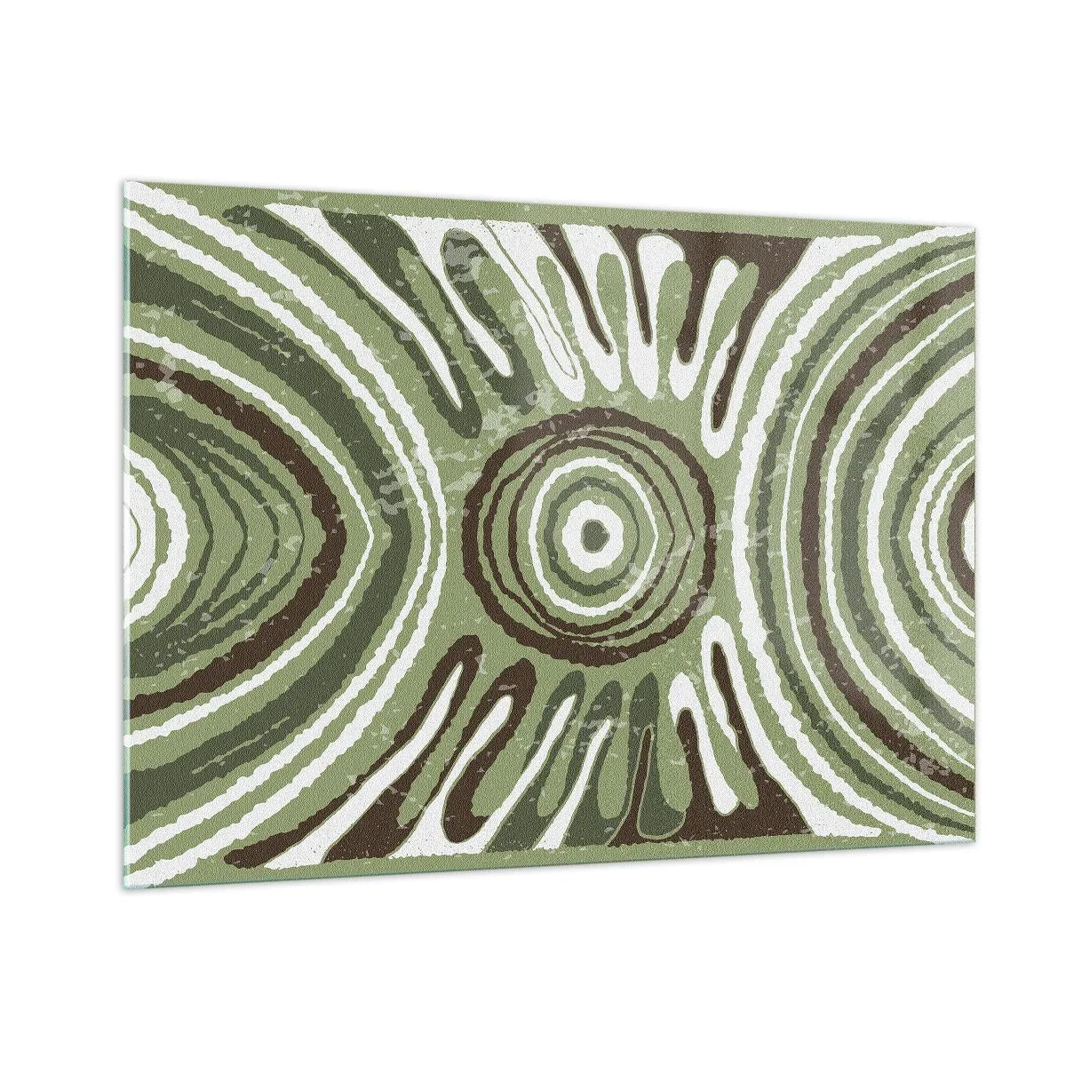 Glasbild - Bild auf glas - Grüne konzentrische Kreise und abstrakte Linien - 100x70cm - Explosion von Emotionen - Moderne Wanddekoration für Wohnzimmer und Schlafzimmer ARTTOR