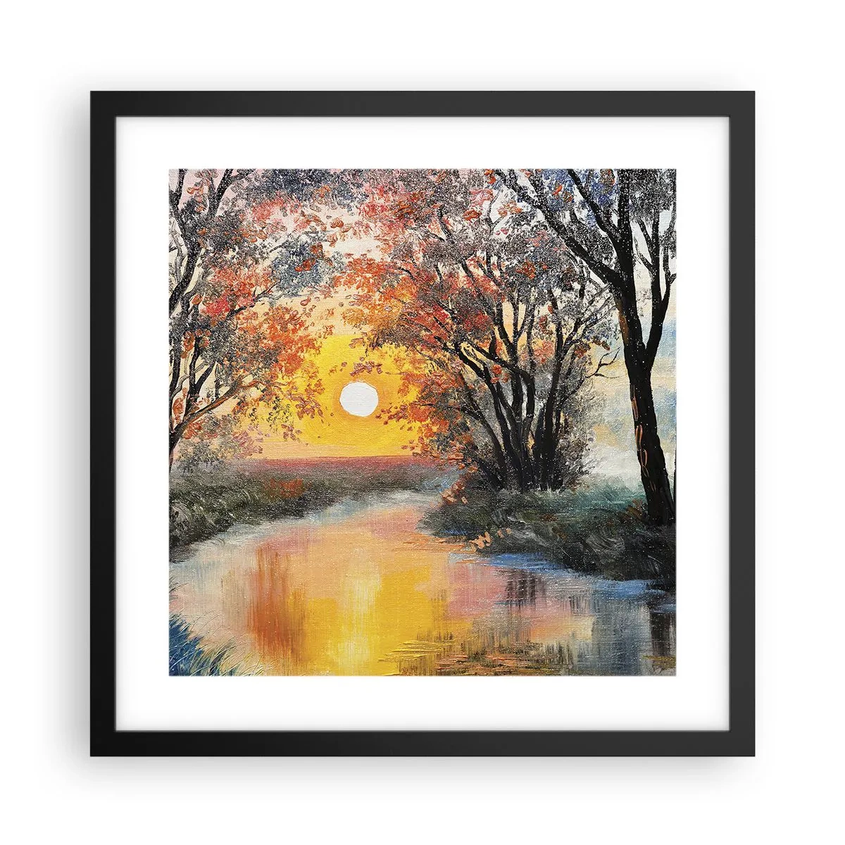 Poster in einem schwarzem Rahmen - Herbststimmung - 40x40 cm