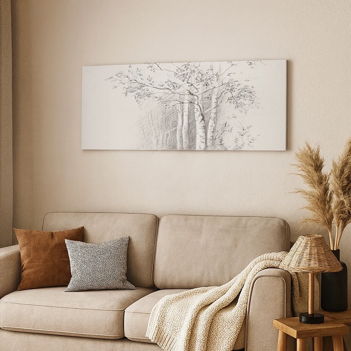 Bild auf Leinwand - Leinwandbild - Das Licht des Birkenwaldes - 30x30 cm