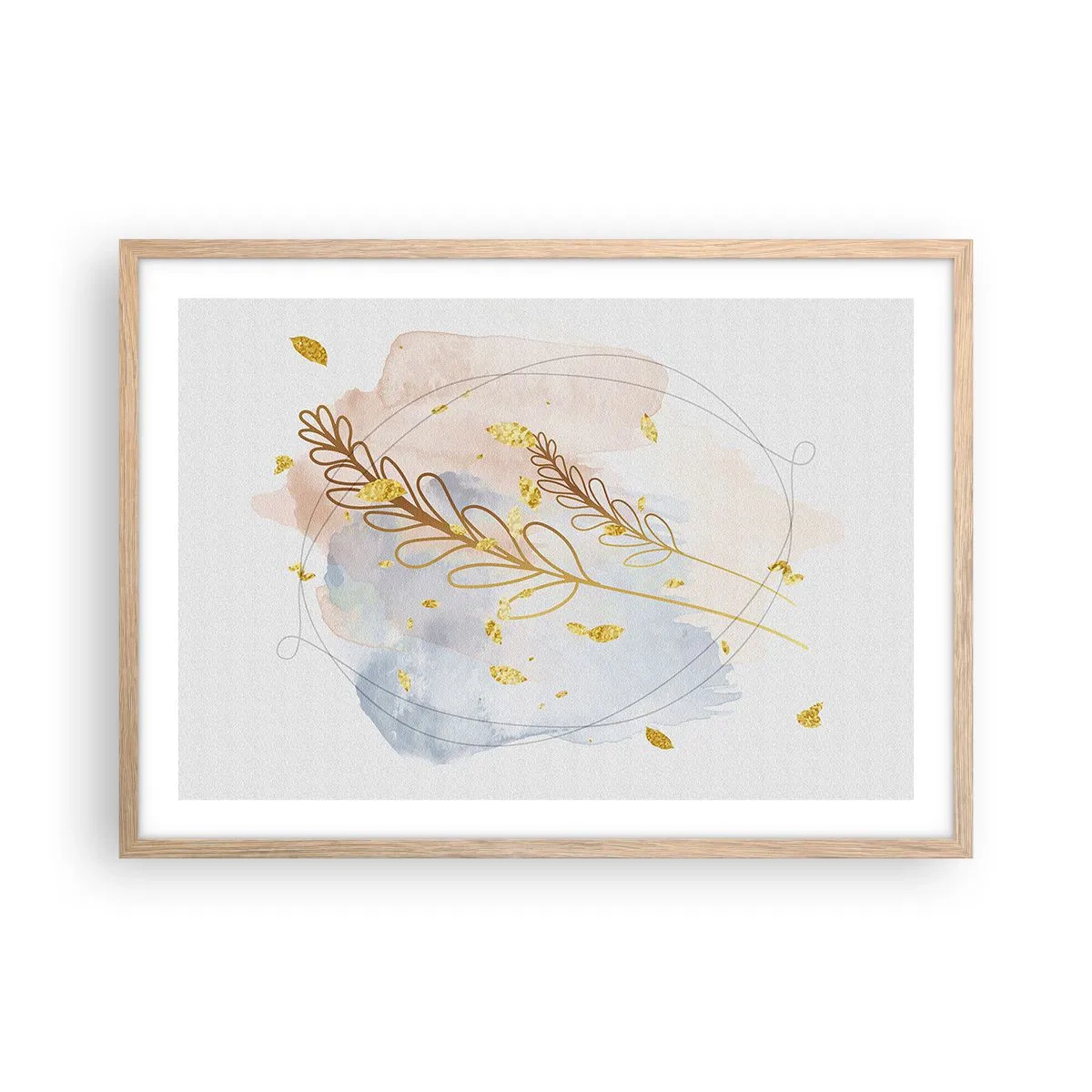 Poster in einem Rahmen aus heller Eiche - Goldenr Hauch - 70x50 cm