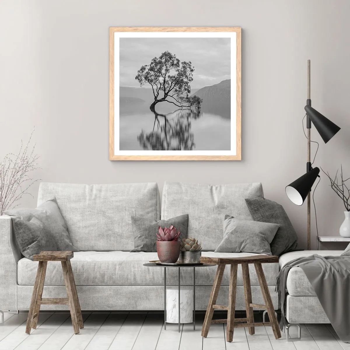 Poster in einem Rahmen aus heller Eiche - Es gibt so ein Land - 30x30 cm