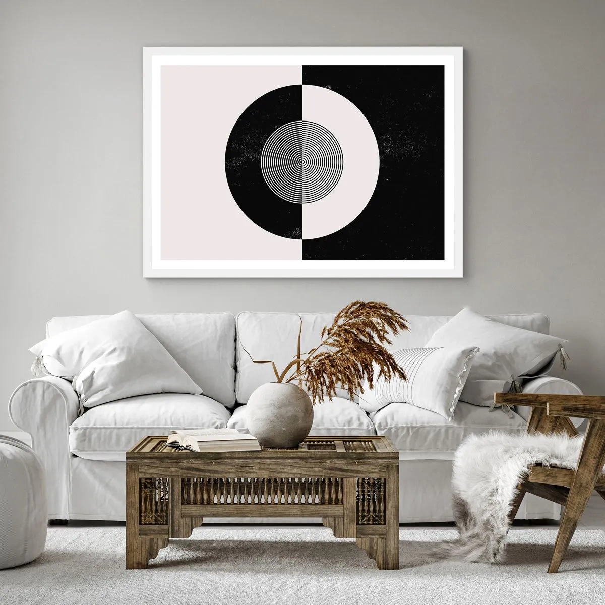 Poster in einem weißen Rahmen - Harmonie in Schwarz und Weiß - 50x50 cm