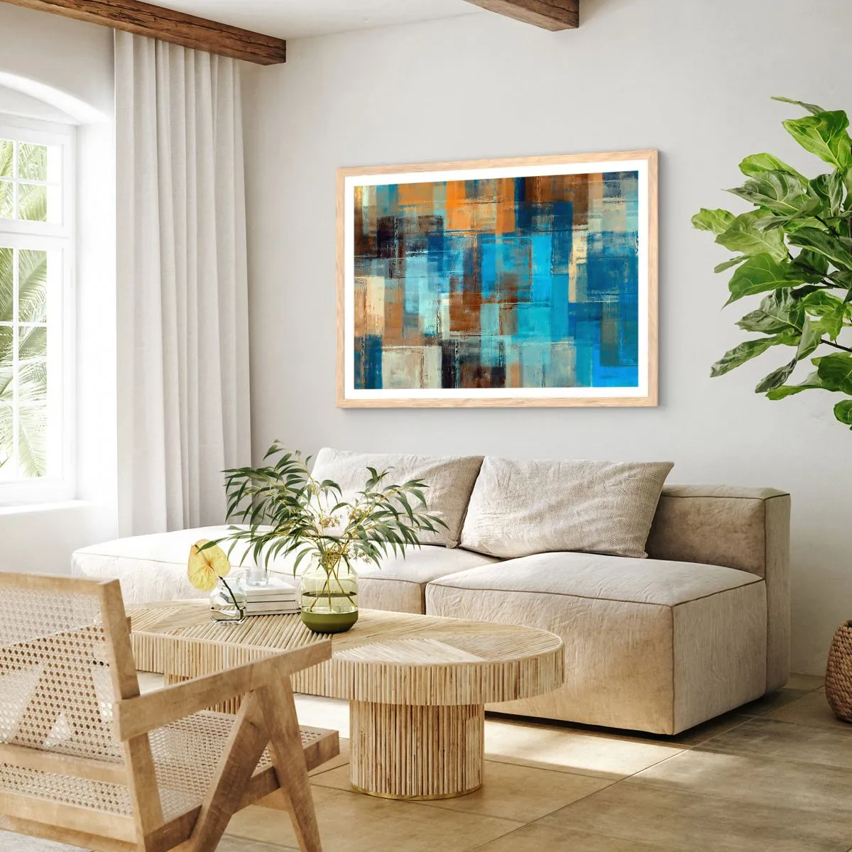 Poster in einem Rahmen aus heller Eiche - Durch den blauen Schleier - 40x30 cm