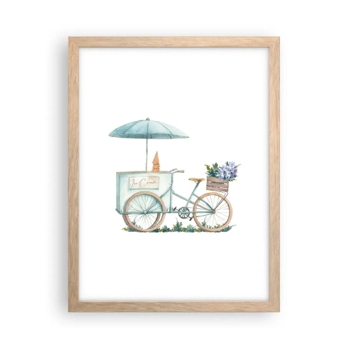 Poster in einem Rahmen aus heller Eiche - Süße Erinnerung an den Sommer - 30x40 cm