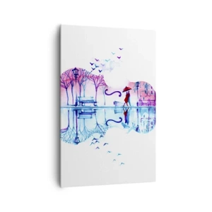 Bild auf Leinwand - Leinwandbild - Stadtsilhouette in Form einer Violine in Aquarellfarben - 80x120cm - Ich bringe dir ein paar Regenbögen - Moderne Wanddekoration für Wohnzimmer und Schlafzimmer ARTTOR
