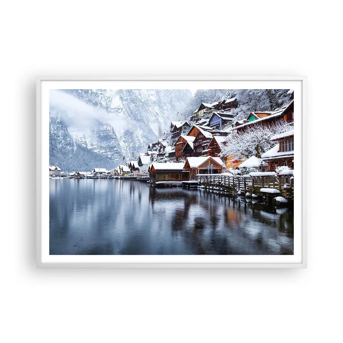 Poster in einem weißen Rahmen - In winterlicher Dekoration - 100x70 cm