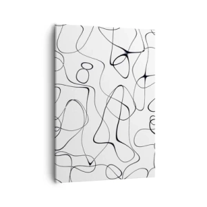 Bild auf Leinwand - Leinwandbild - Abstrakte schwarze Linien auf weißem Hintergrund im minimalistischen Stil - 50x70cm - Lebenswege, Wechselfälle - Moderne Wanddekoration für Wohnzimmer und Schlafzimmer ARTTOR