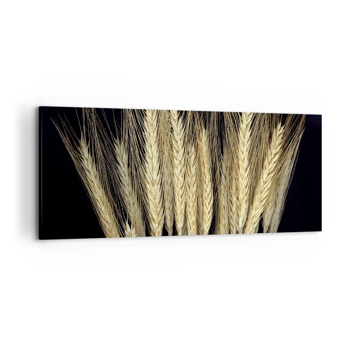 Bild auf Leinwand - Leinwandbild - Weizenähren auf schwarzem Hintergrund im rustikalen Stil - 120x50cm - Rustikale Magie - Moderne Wanddekoration für Wohnzimmer und Schlafzimmer ARTTOR
