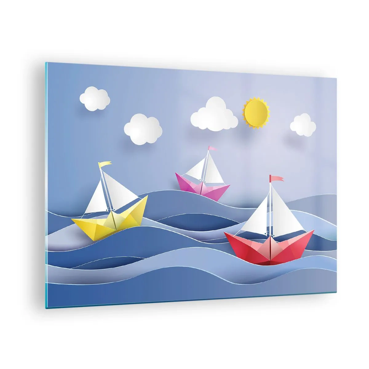 Glasbild - Bild auf glas - Oh, wie schön ist es, in den Wellen zu schaukeln - 70x50cm - Ach, wie schön ist es, in den Wellen zu schwingen - Moderne Wanddekoration für Wohnzimmer und Schlafzimmer ARTTOR