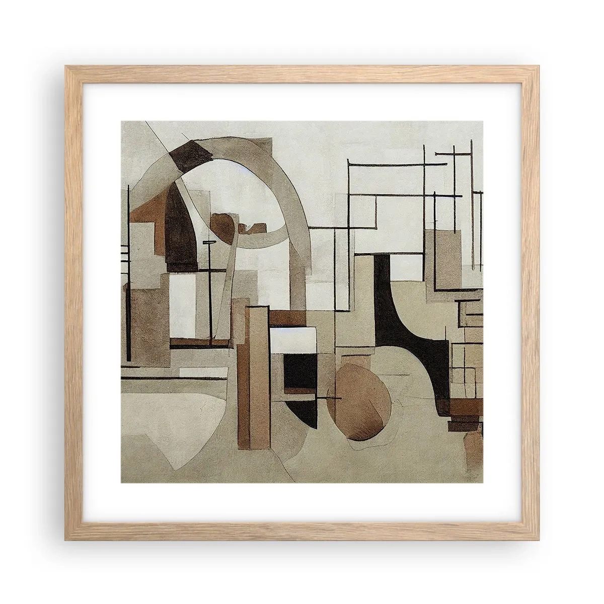 Poster in einem Rahmen aus heller Eiche - Stadtbild 2.0 - 40x40 cm