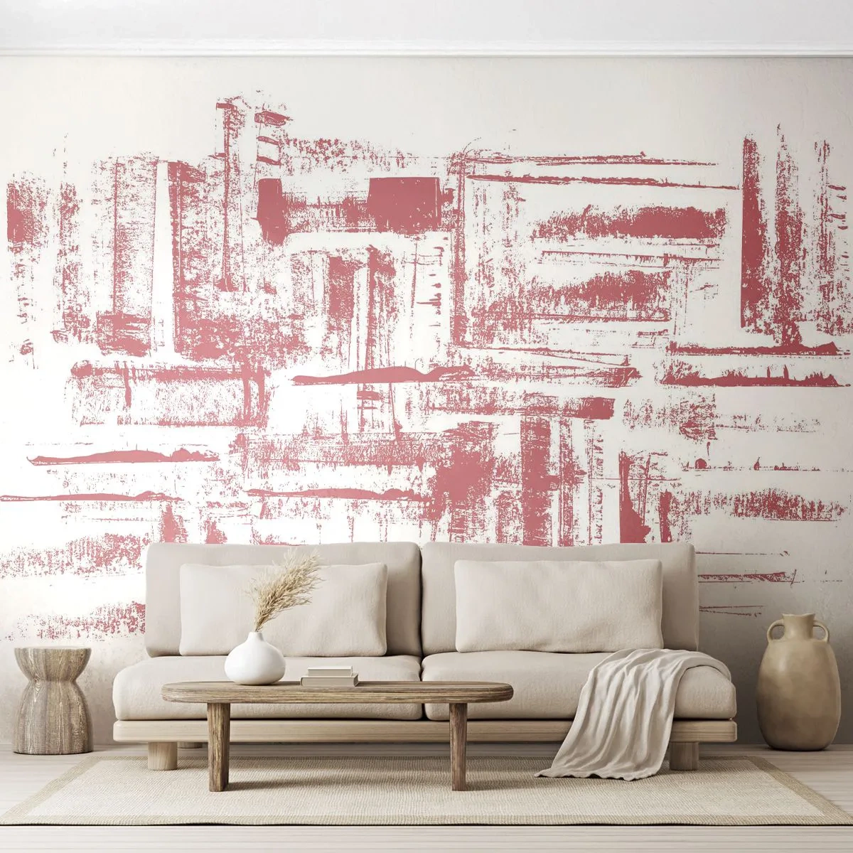 Fototapete Premium Canvas - Die rote Stadt - Abstraktion, Grafik, Malerei - 250x175 cm
