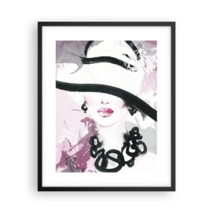 Poster in einem schwarzem Rahmen - Bildnis einer Dame in Schwarz und Pink - 40x50 cm