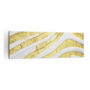 Bild auf Leinwand - Leinwandbild - Gold- und Weiß-abstrakte Linien in einer 3D-Textur - 160x50cm - Komposition in Weiß und Gold - Moderne Wanddekoration für Wohnzimmer und Schlafzimmer ARTTOR