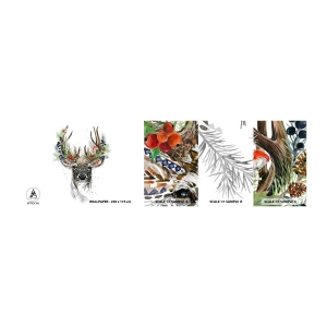 Fototapetenmuster Standard Eco - Im festlichen Gewand - Abstraktion, Reh, Rentier - 100x30 cm