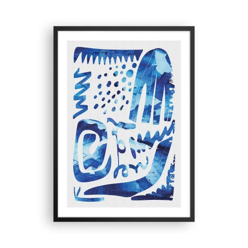 Poster in einem schwarzem Rahmen - Moderne Abstraktion in Blautönen - 50x70cm - Zurück zu den Wurzeln - Moderne Wanddekoration für Wohnzimmer und Schlafzimmer ARTTOR