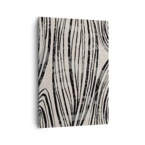 Bild auf Leinwand - Leinwandbild - Abstrakte Wellen in Schwarz-Weiß-Tönen - 50x70cm - Linienpool - Moderne Wanddekoration für Wohnzimmer und Schlafzimmer ARTTOR