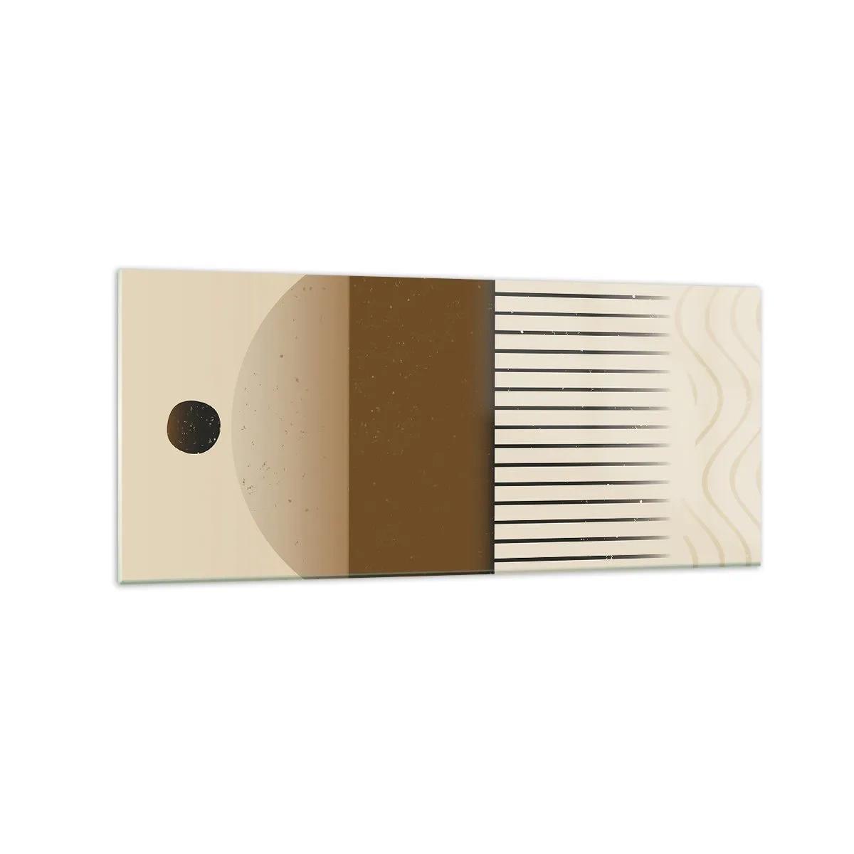 Glasbild - Bild auf glas - Abstrakte geometrische Komposition in Beige- und Brauntönen - 120x50cm - Verschiedene Staaten - Moderne Wanddekoration für Wohnzimmer und Schlafzimmer ARTTOR