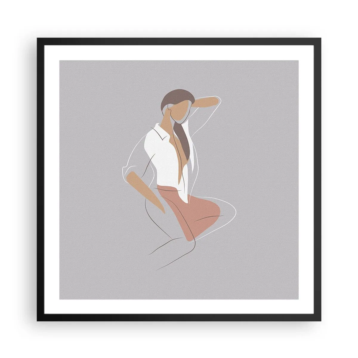 Poster in einem schwarzem Rahmen - Umriss der Anmut - 60x60 cm