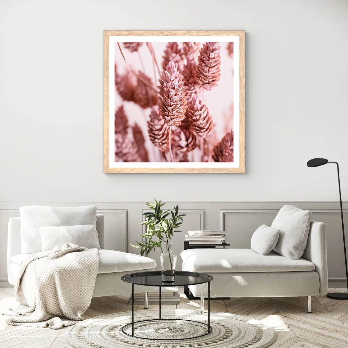 Poster in einem Rahmen aus heller Eiche - Scheinbar unauffällig - 60x60 cm