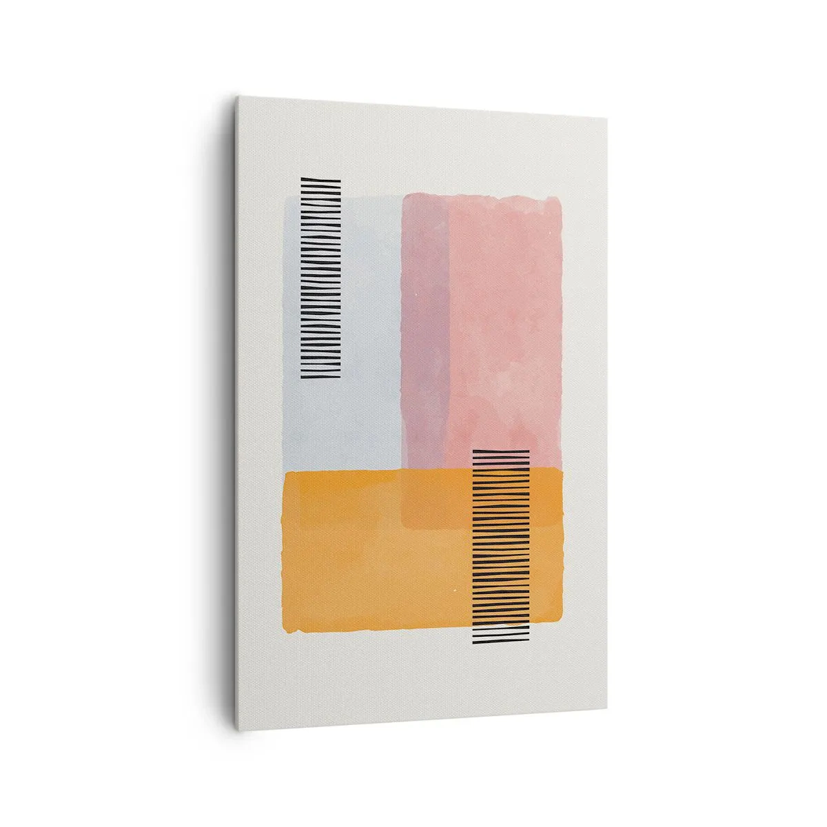 Bild auf Leinwand - Leinwandbild - Geometrie in Pastellfarben mit Linien auf hellem Hintergrund - 80x120cm - Von Ecke zu Ecke - Moderne Wanddekoration für Wohnzimmer und Schlafzimmer ARTTOR